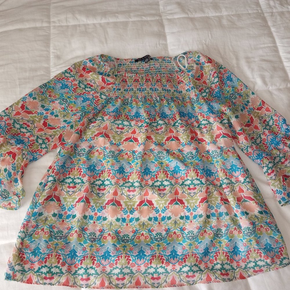 Zac & Rachel multi color floral blouse with tank top